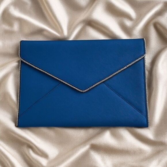 ✨ NWOT ✨Rebecca Minkoff Large Leo Envelope Clutch in Blue - Picture 1 of 10
